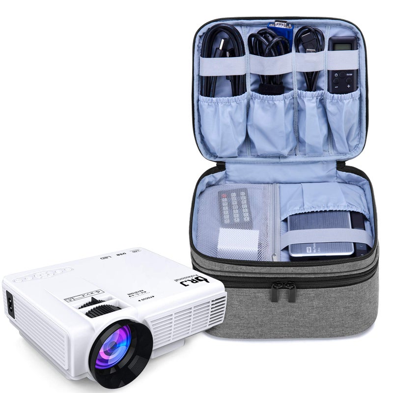 LUXJA Carrying Bag Compatible with DR.J Mini Projector, Projector Portable Case for Accessories (Fits Most Major Mini Projectors), Gray - Image 1